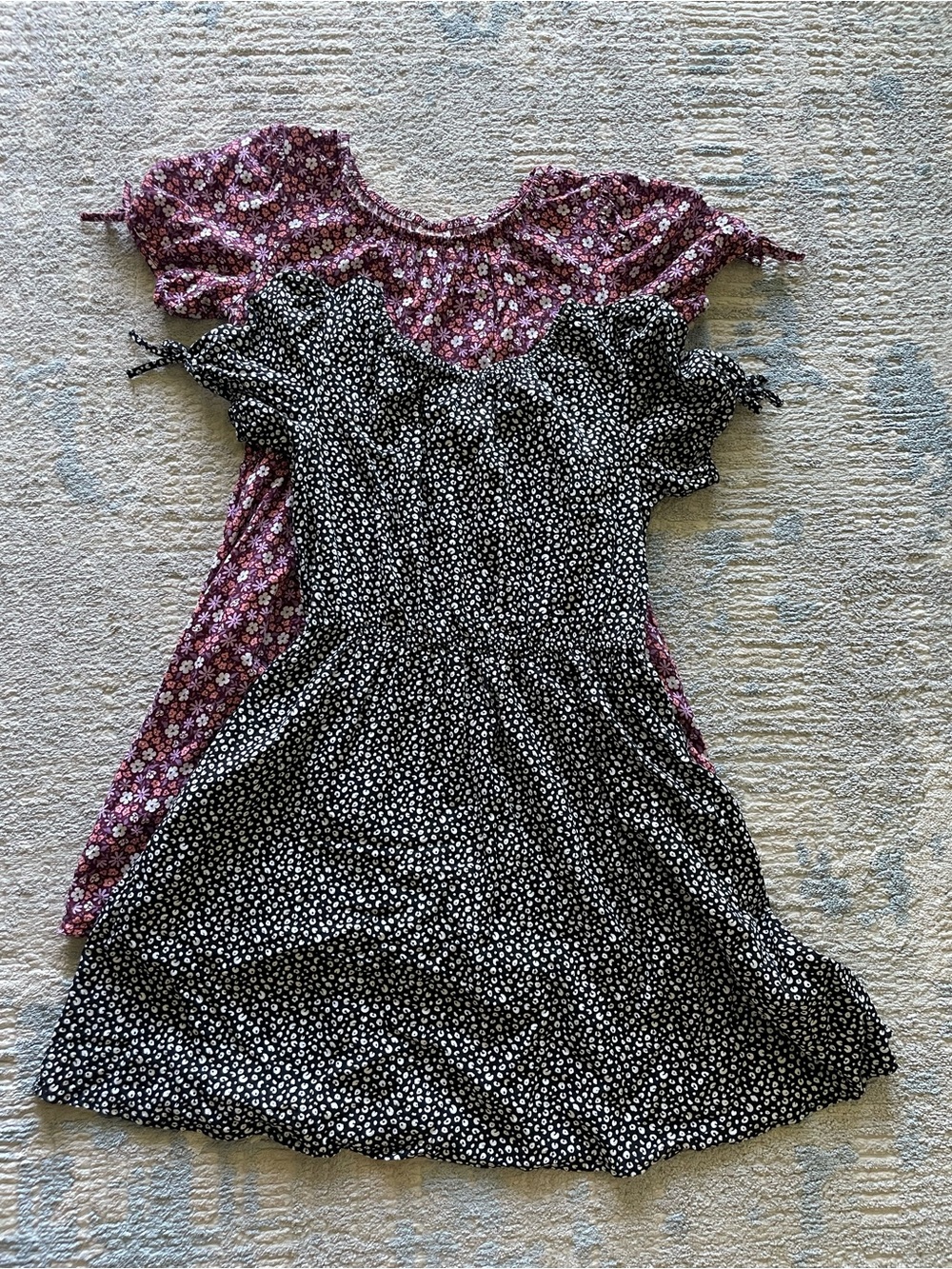 Cat & Jack Black and Pink Floral Smocked Dresses Duo